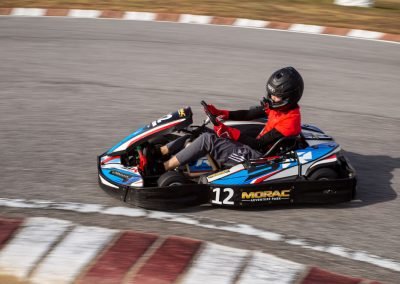 Top shot of a go kart racer driving around a corner at Morac Adventure Park, Langkawi, Malaysia
